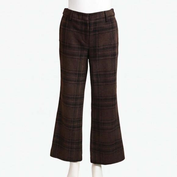Vintage L.L. Bean Wool Plaid Pants Brown Size 16 Petite Excellent Condition - Picture 1 of 9